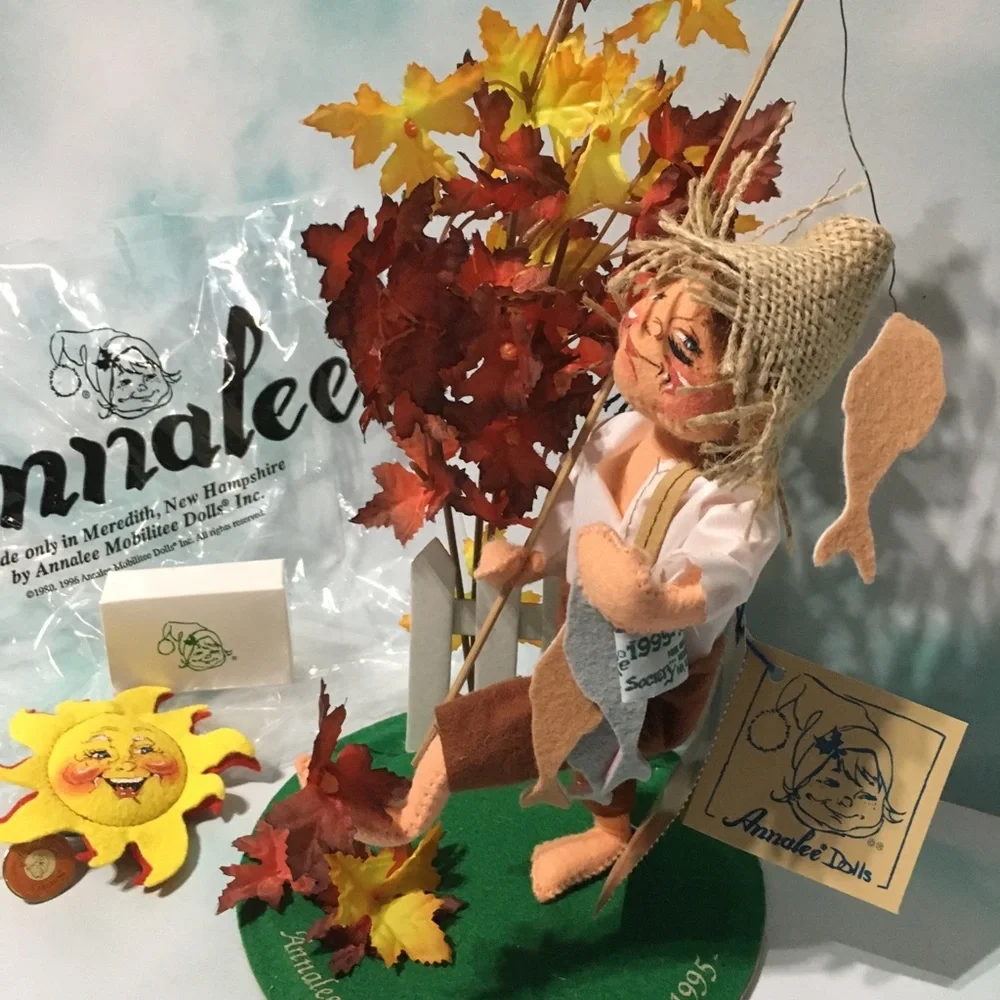 Annalee Fall Fisherman Doll with Orange, Yellow, Red and Green Accents